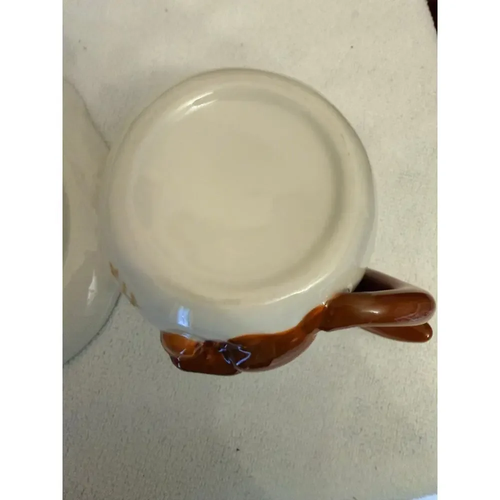 3D Cartoon Squirrel Mug with Hand Painted Acorns Ceramic Mug & Saucer Set, New